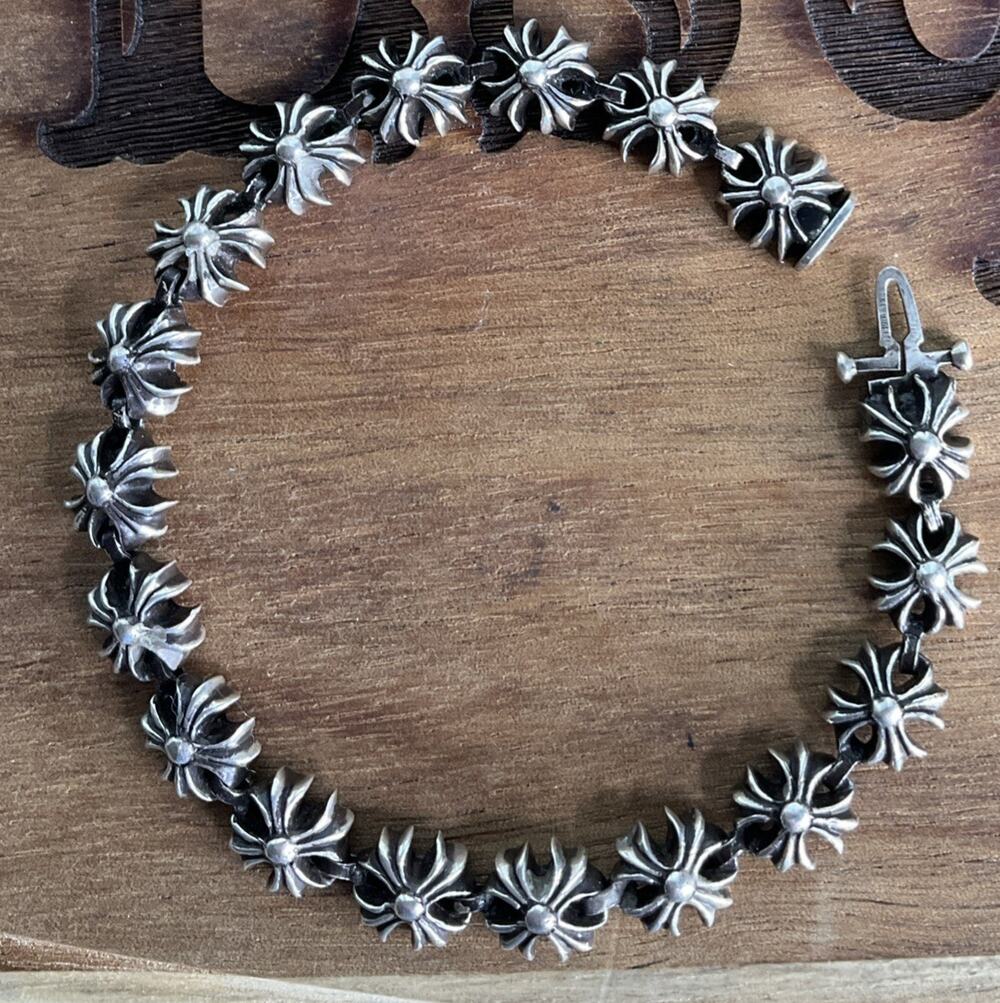 Chrome Hearts Tiny PLUS Link Bracelet 18 Link 925 Sterling Silver 7.5” 22g 2001